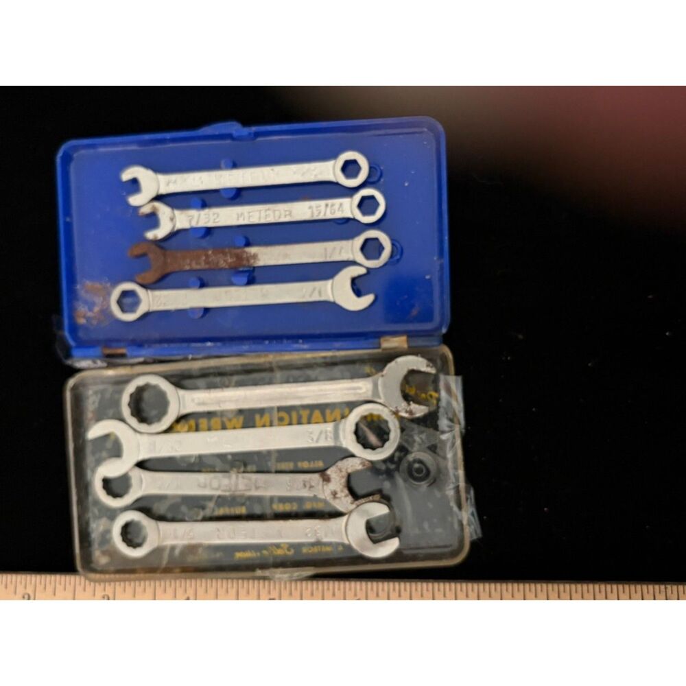 Vintage Oxwall Meteor Ignition Wrench, Set of 9 Mini Combination Wrenches, Metal